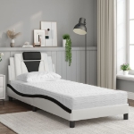 Letto con Materasso Bianco e Nero 90x190 cm in Similpelle