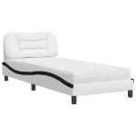 Letto con Materasso Bianco e Nero 90x190 cm in Similpelle