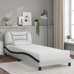 Letto con Materasso Bianco e Nero 90x190 cm in Similpelle