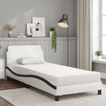 Letto con Materasso Bianco e Nero 90x190 cm in Similpelle