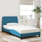 Letto con Materasso Blu 100x200 cm in Velluto