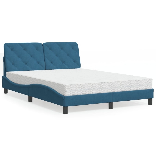 Letto con Materasso Blu 120x200 cm in Velluto