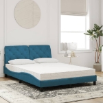 Letto con Materasso Blu 120x200 cm in Velluto