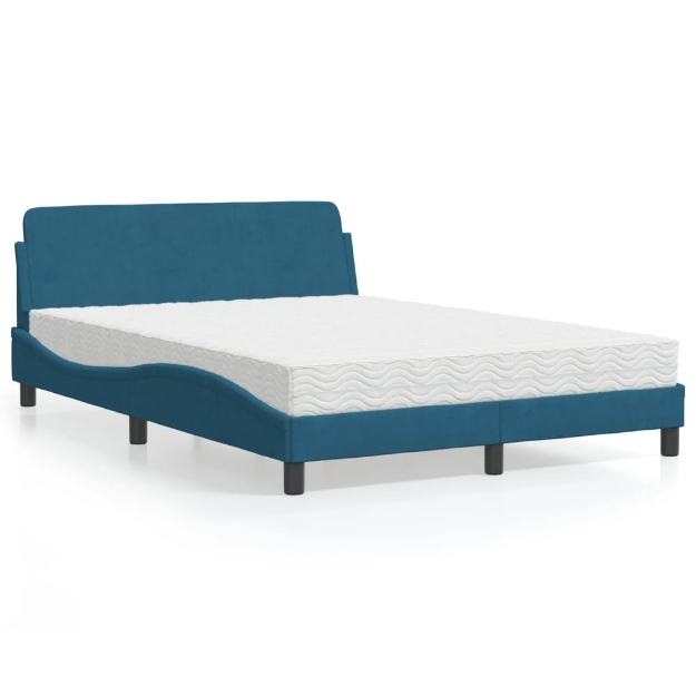 Letto con Materasso Blu 120x200 cm in Velluto