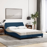 Letto con Materasso Blu 140x190 cm in Tessuto