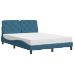 Letto con Materasso Blu 140x190 cm in Velluto