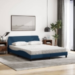 Letto con Materasso Blu 160x200 cm in Tessuto