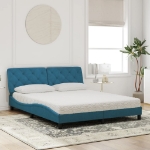 Letto con Materasso Blu 160x200 cm in Velluto