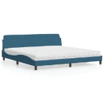 Letto con Materasso Blu 200x200 cm Velluto