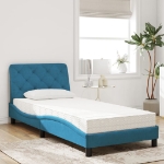 Letto con Materasso Blu 90x200 cm in Velluto