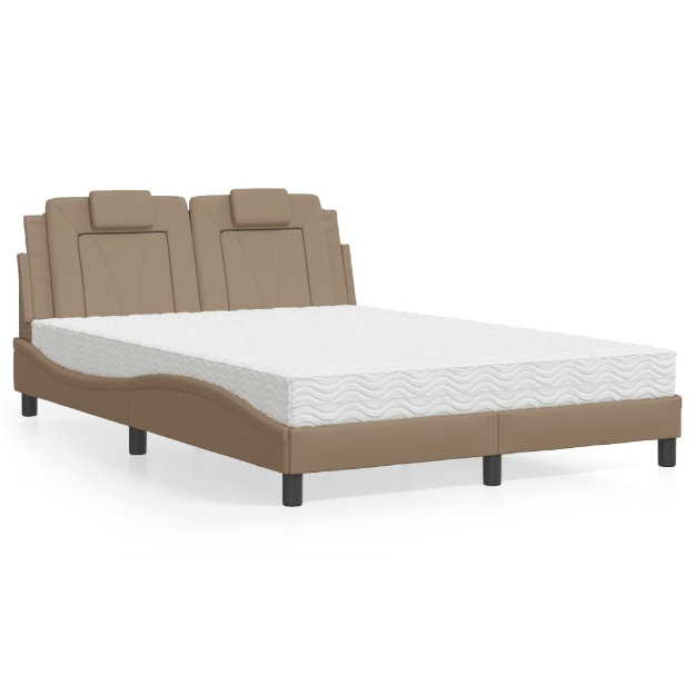 Letto con Materasso Cappuccino 140x190cm Similpelle