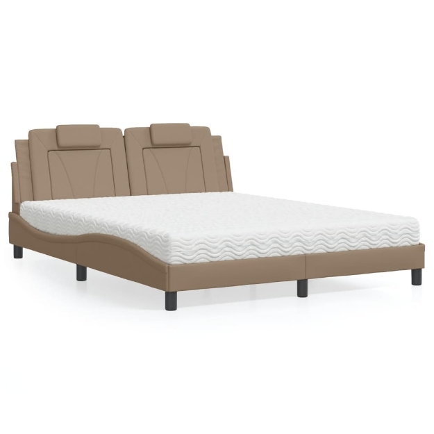 Letto con Materasso Cappuccino 160x200cm Similpelle