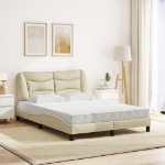 Letto con Materasso Crema 120x200 cm in Tessuto