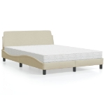 Letto con Materasso Crema 120x200 cm in Tessuto