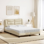 Letto con Materasso Crema 140x19 cm in Tessuto