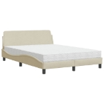 Letto con Materasso Crema 140x19 cm in Tessuto