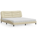 Letto con Materasso Crema 180x200 cm in Tessuto