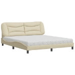 Letto con Materasso Crema 180x200 cm in Tessuto