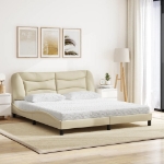 Letto con Materasso Crema 180x200 cm in Tessuto