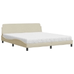 Letto con Materasso Crema 180x200 cm in Tessuto