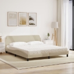 Letto con Materasso Crema 180x200 cm in Tessuto