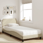 Letto con Materasso Crema 90x190 cm in Tessuto