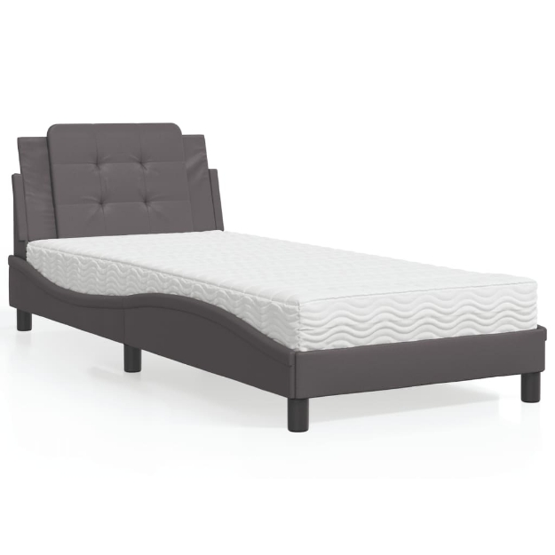 Letto con Materasso Grgio 90x200 cm in Similpelle