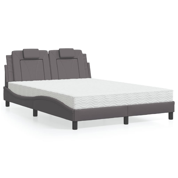 Letto con Materasso Grigio 120x200 cm in Similpelle