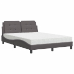 Letto con Materasso Grigio 140x190 cm in Similpelle