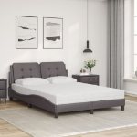 Letto con Materasso Grigio 140x190 cm in Similpelle