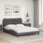 Letto con Materasso Grigio 140x190 cm in Similpelle