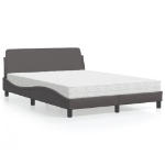 Letto con Materasso Grigio 140x190 cm in Similpelle