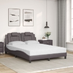 Letto con Materasso Grigio 140x200 cm in Similpelle