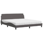 Letto con Materasso Grigio 180x200 cm in Similpelle