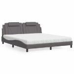 Letto con Materasso Grigio 180x200 cm in Similpelle