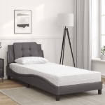 Letto con Materasso Grigio 90x190 cm in Similpelle