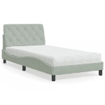 Letto con Materasso Grigio Chiaro 100x200 cm in Velluto