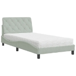 Letto con Materasso Grigio Chiaro 100x200 cm in Velluto