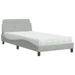 Letto con Materasso Grigio Chiaro 100x200 cm in Velluto