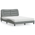 Letto con Materasso Grigio Chiaro 120x200cm Tessuto