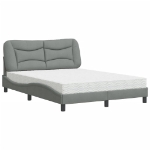 Letto con Materasso Grigio Chiaro 120x200cm Tessuto