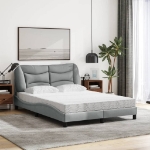 Letto con Materasso Grigio Chiaro 120x200cm Tessuto