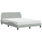 Letto con Materasso Grigio Chiaro 140x190 cm in Velluto