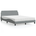 Letto con Materasso Grigio Chiaro 140x190cm Tessuto