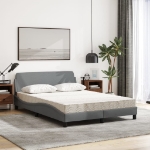 Letto con Materasso Grigio Chiaro 140x190cm Tessuto