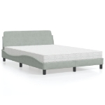 Letto con Materasso Grigio Chiaro 140x200 cm in Velluto