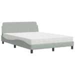 Letto con Materasso Grigio Chiaro 140x200 cm in Velluto