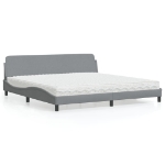 Letto con Materasso Grigio Chiaro 200x200 cm in Tessuto