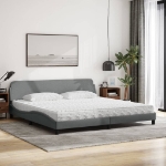 Letto con Materasso Grigio Chiaro 200x200 cm in Tessuto