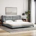 Letto con Materasso Grigio Chiaro 200x200 cm in Tessuto